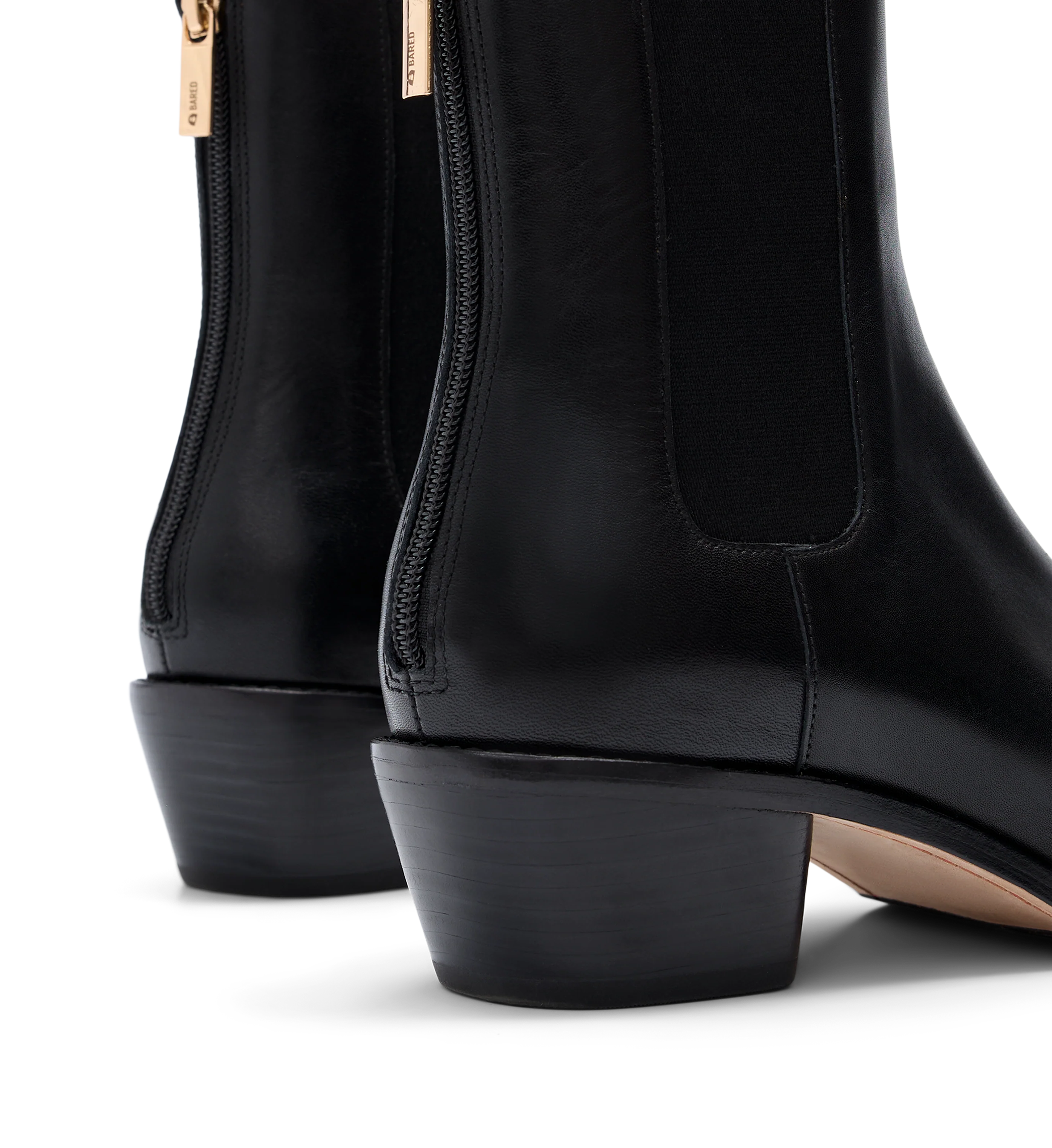 Vini Black Leather Heeled Boots