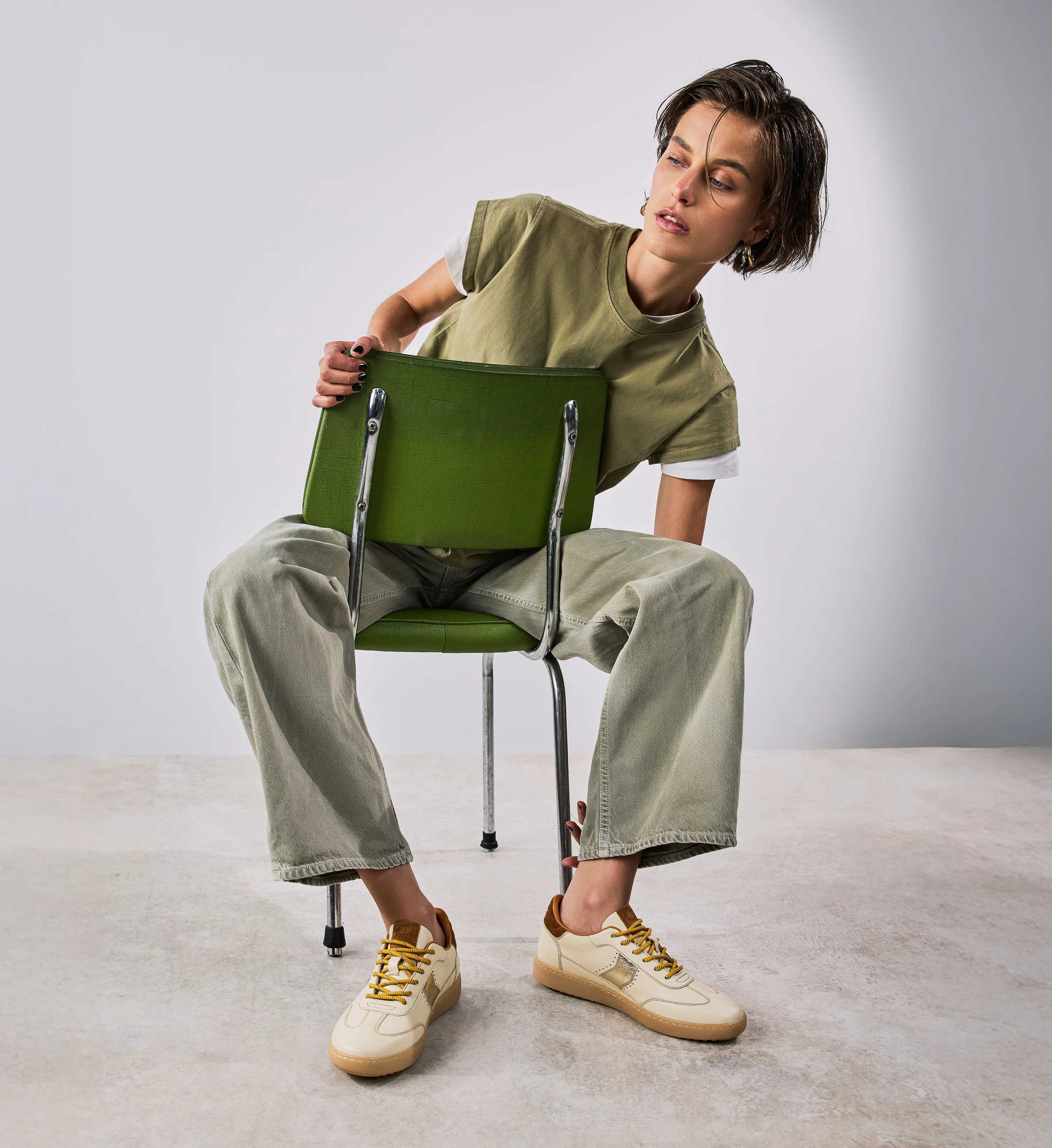 Amakihi Ecru Glimmer Leather & Suede Sneakers