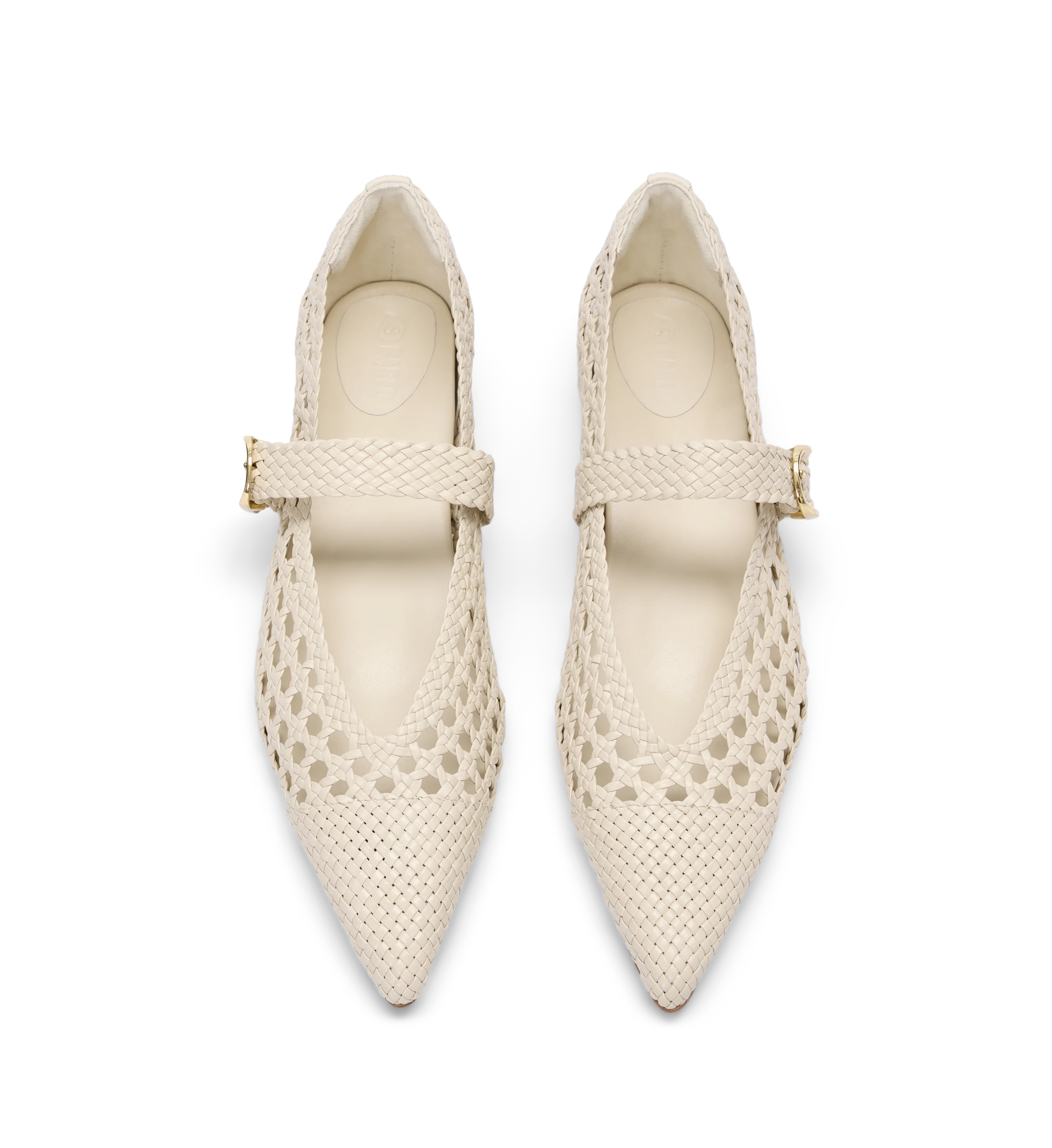 Forktail Ecru Woven Leather Ballet Flats