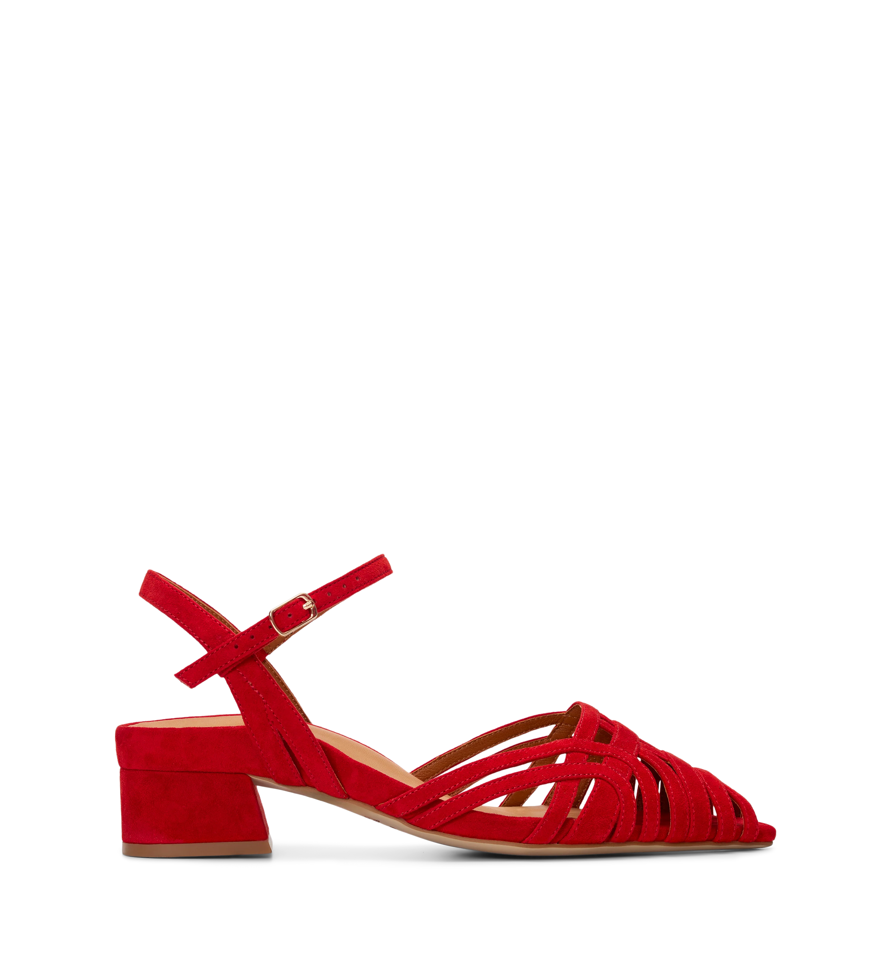 Ratite Poppy Red Suede Casual Heels