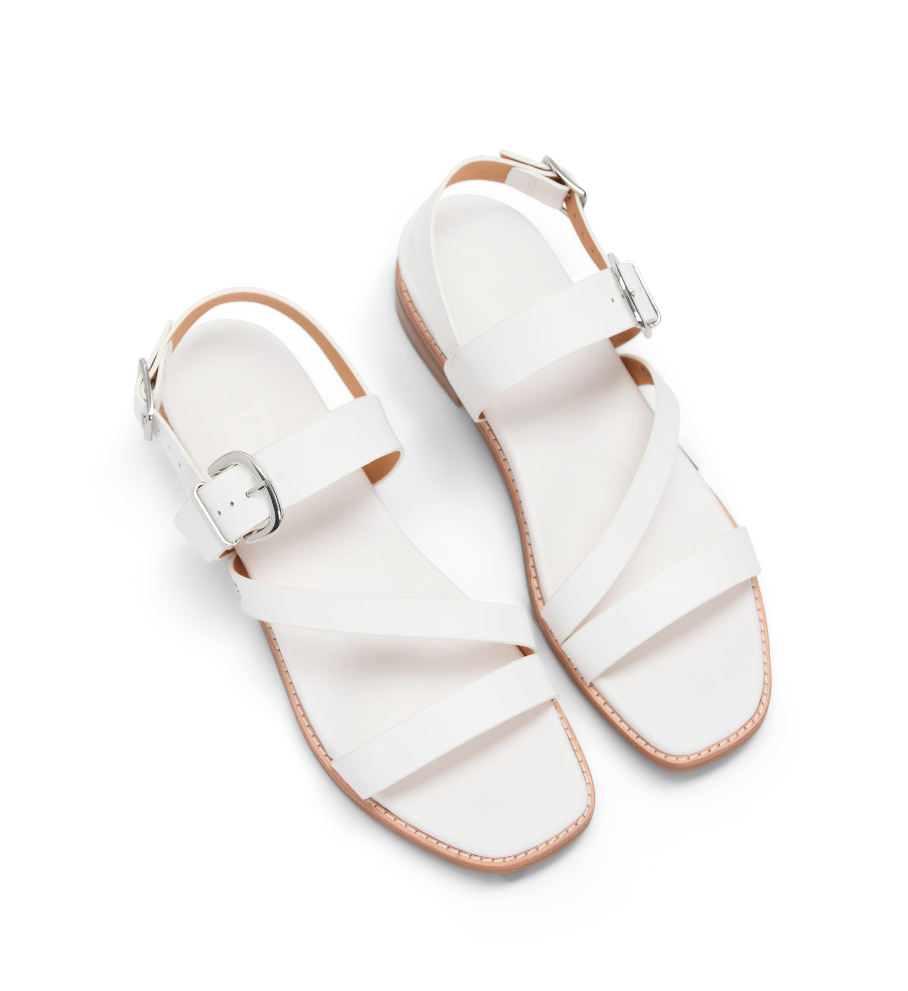 Trumpeter White Leather Sandals