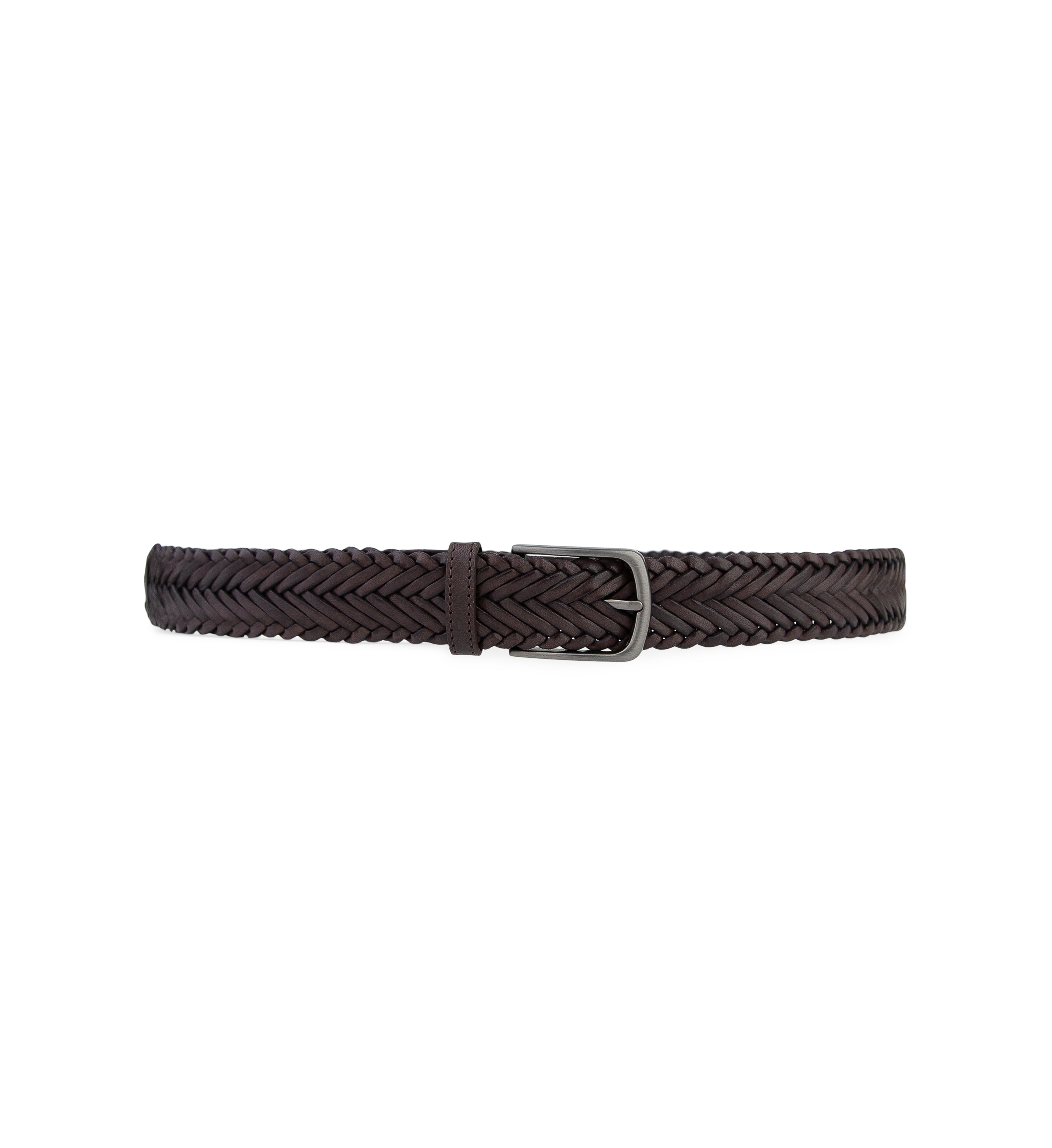 Woven Belt Chocolate Leather