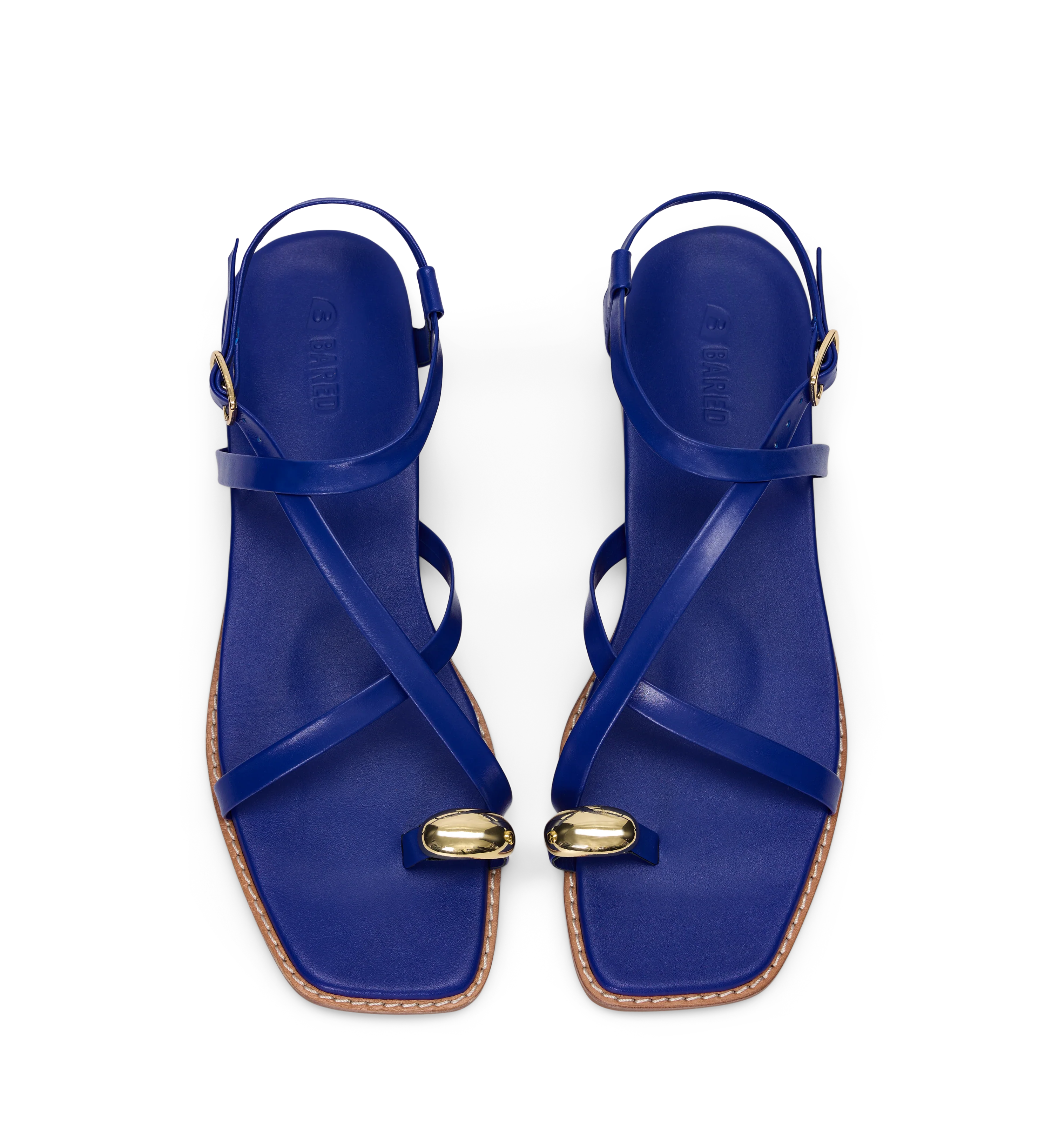 Syma Electric Blue Leather & Hardware Sandals