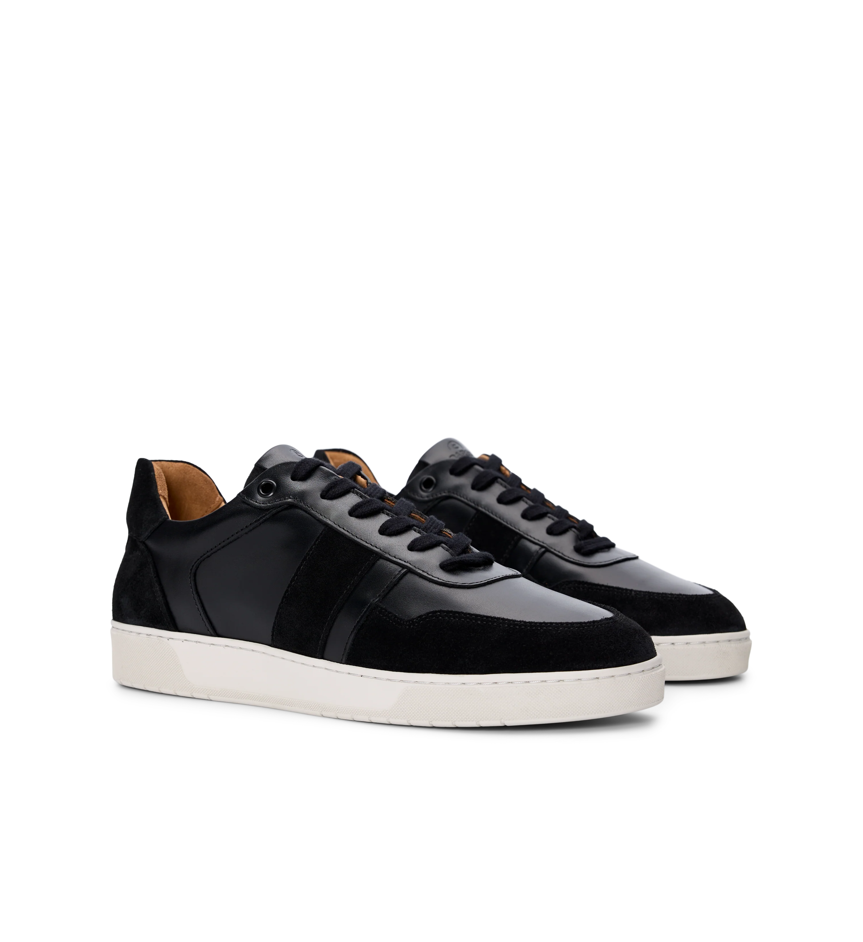 Caesium Black Leather & Off White Sole Sneakers