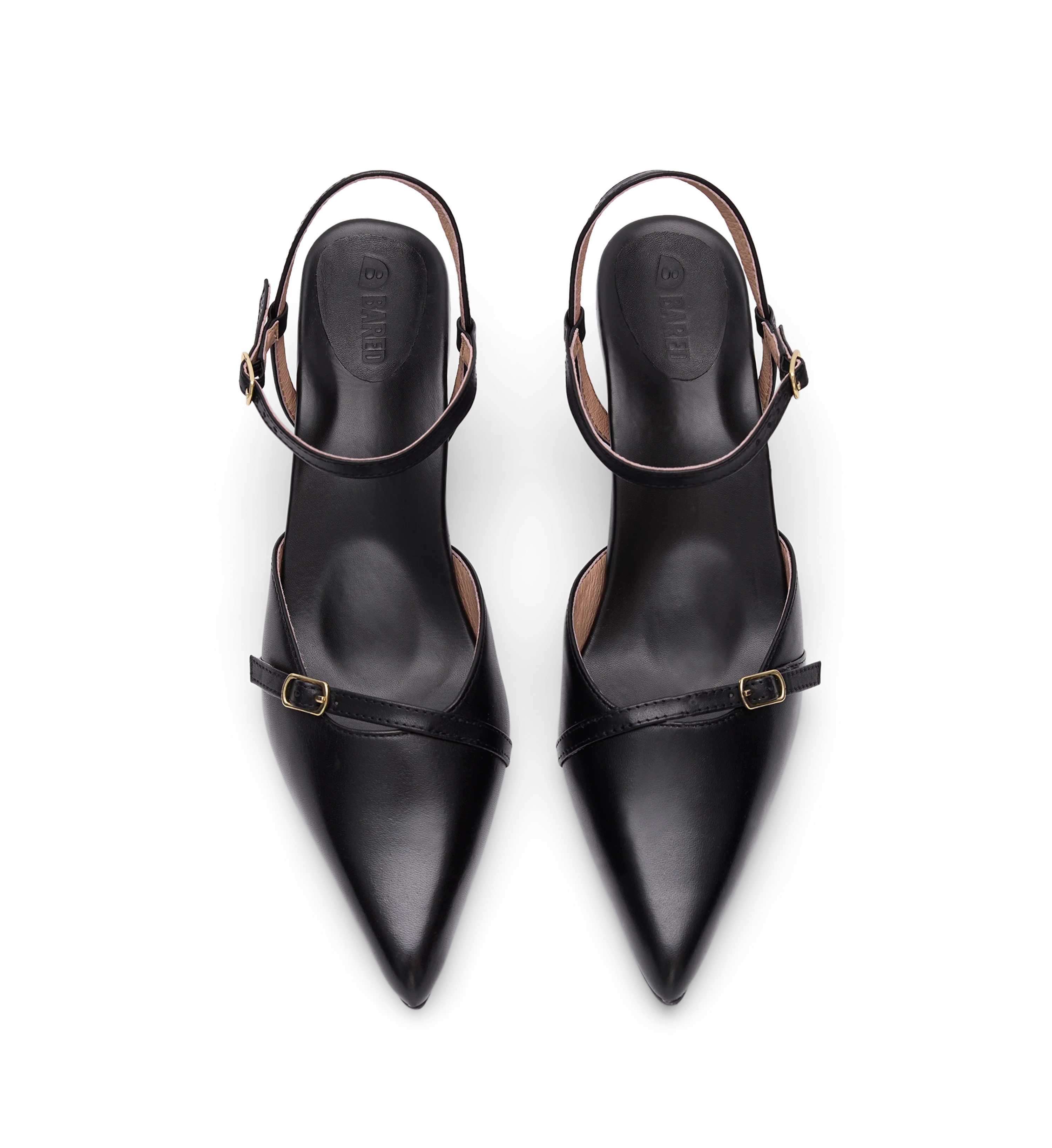 Sylph Black Leather Low Heels