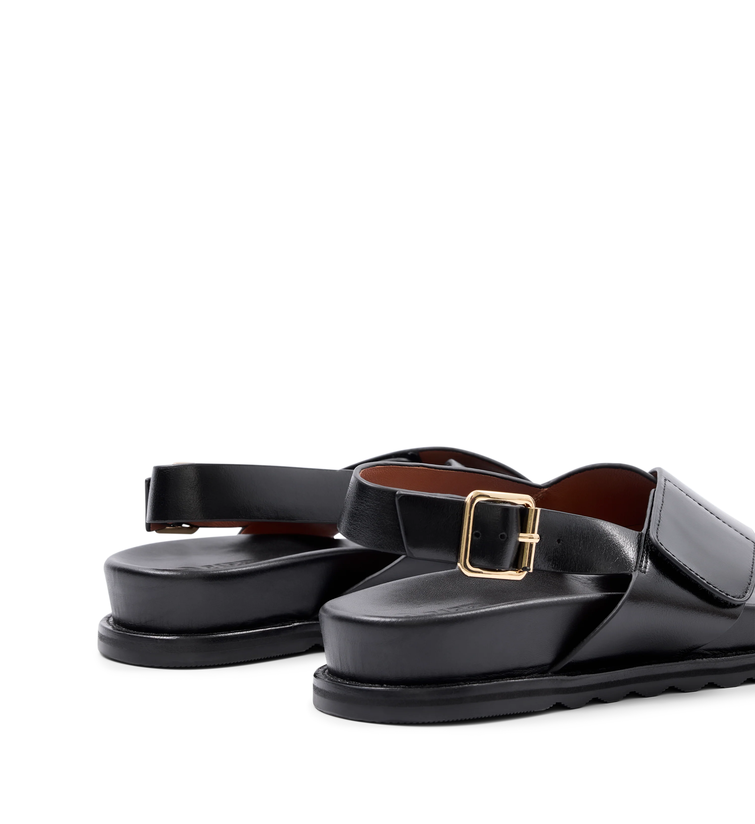 Lari Black Leather Chunky Sandals