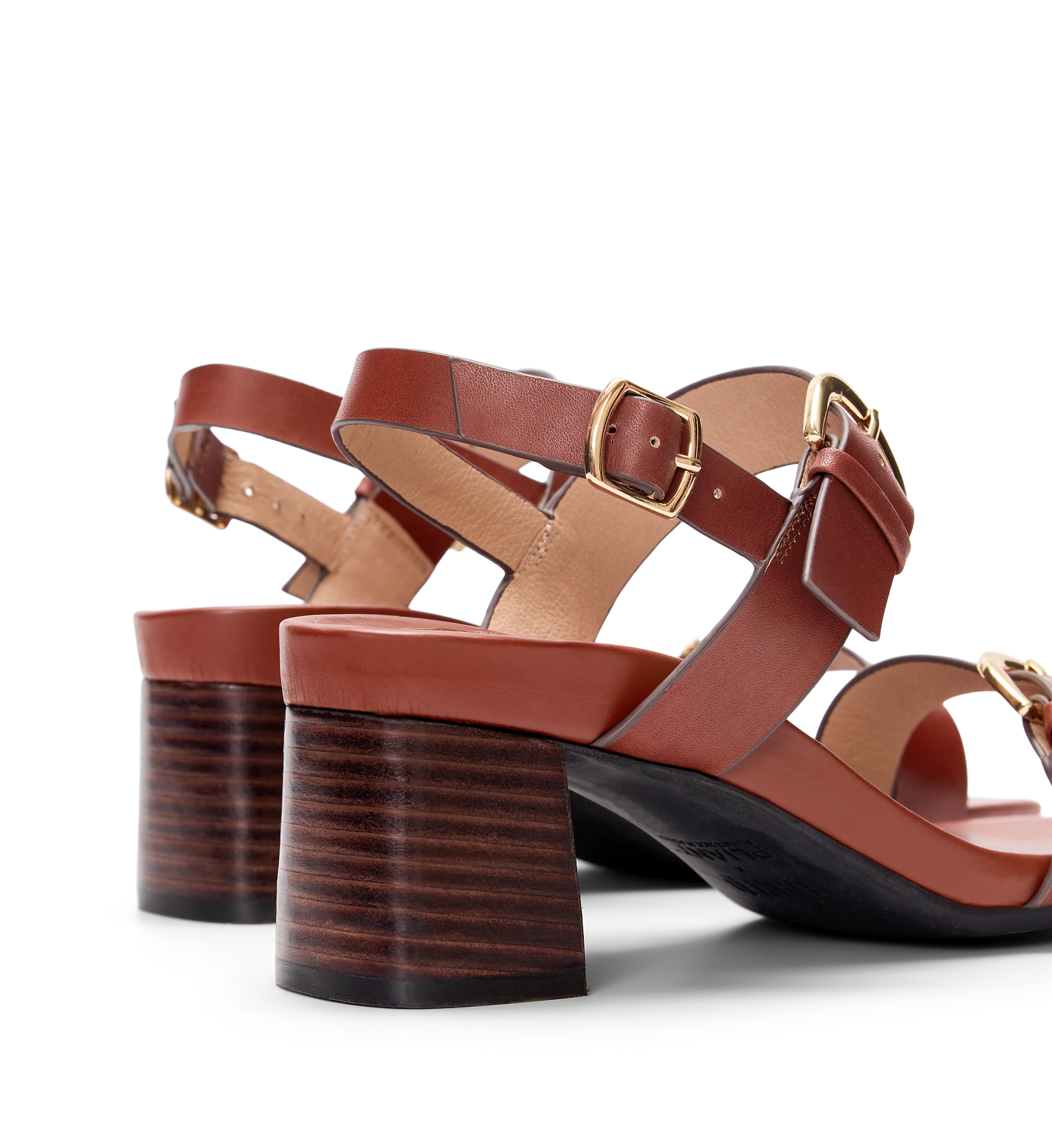 Radjah Chestnut Brown Leather Low Heels