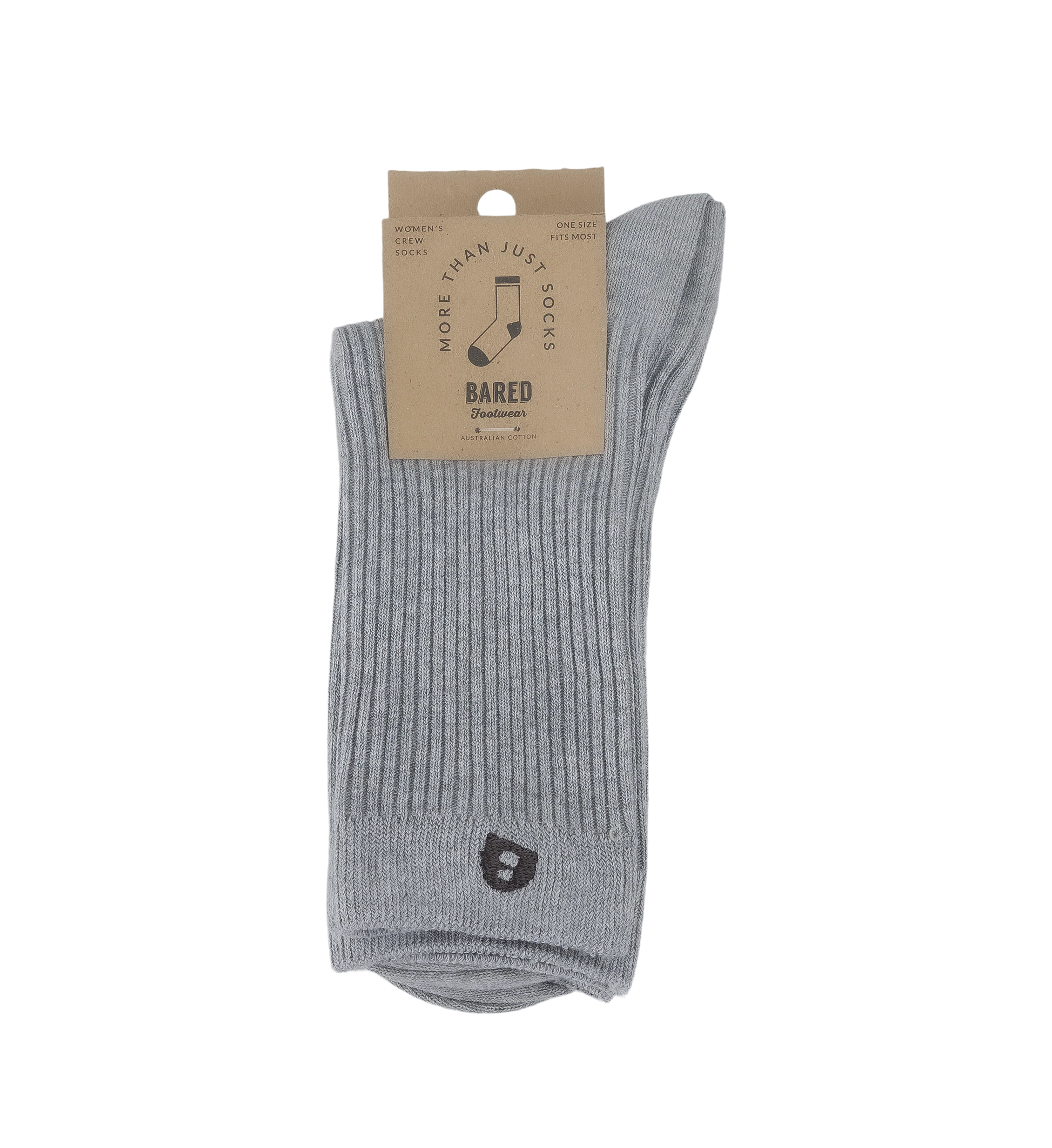 Womens Crew Socks 2pk Grey Marle Cotton Blend