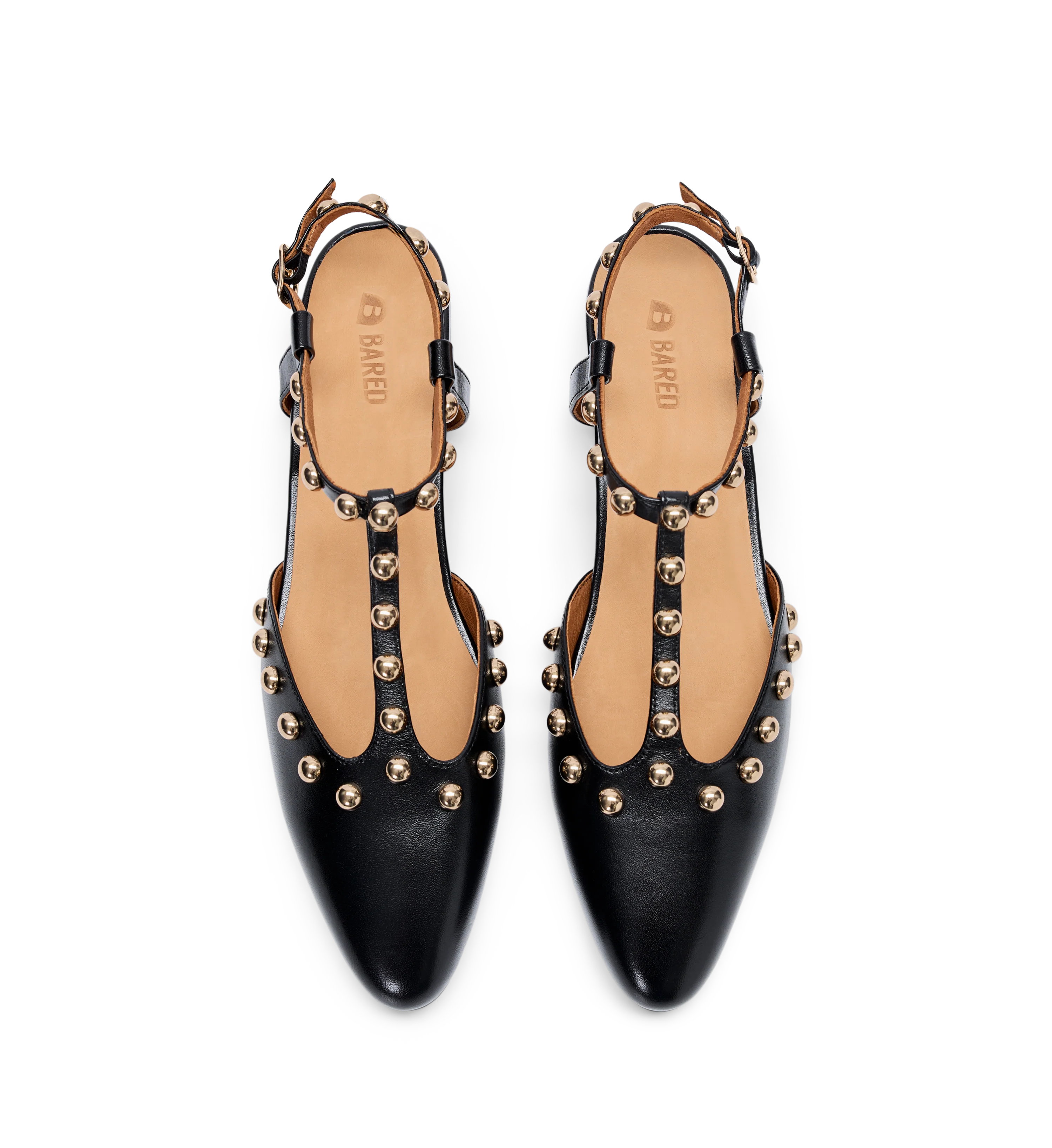 Wagtail Black Leather & Hardware Flats