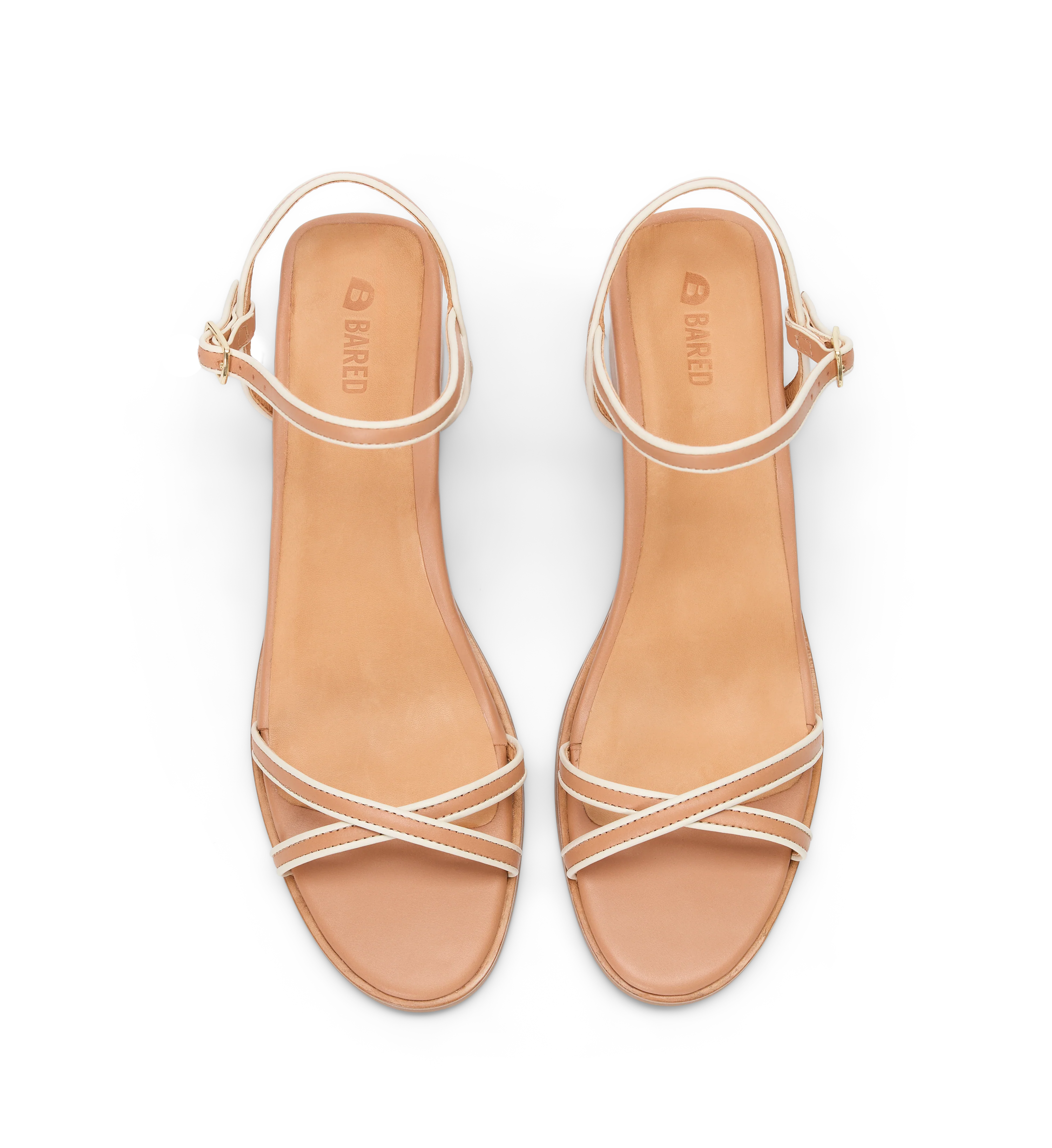 Duck Light Tan & Ecru Leather Low Heels