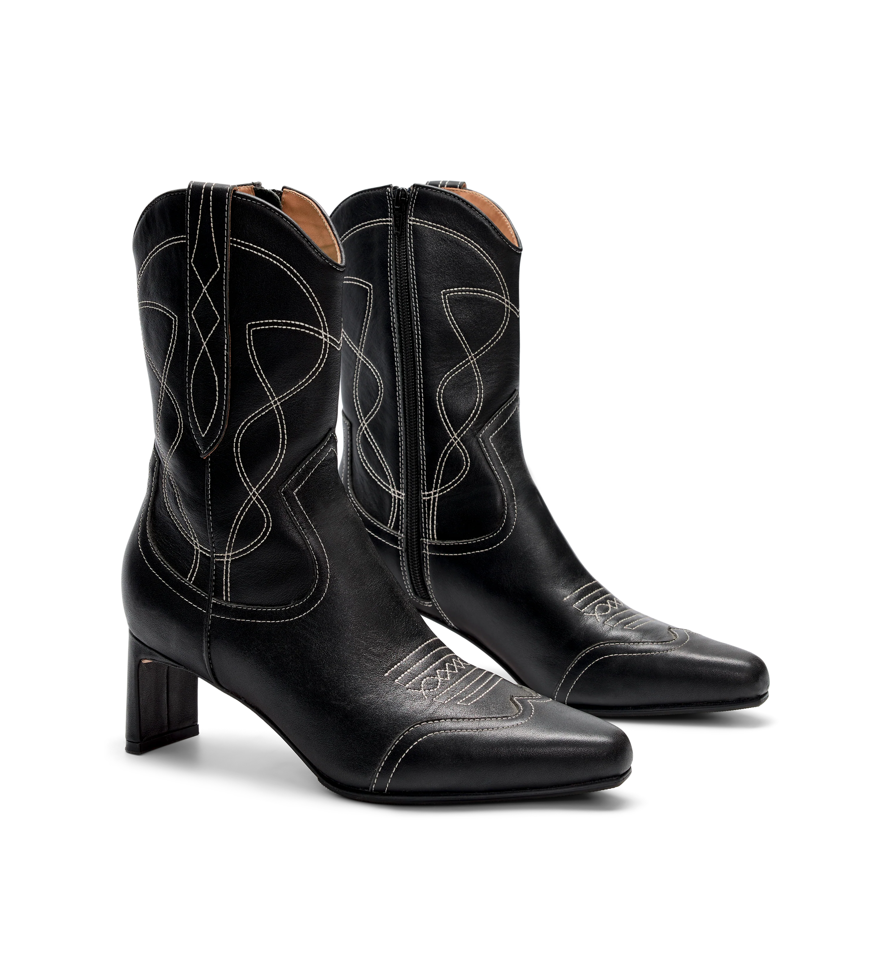 Willet Black Leather Western Boots