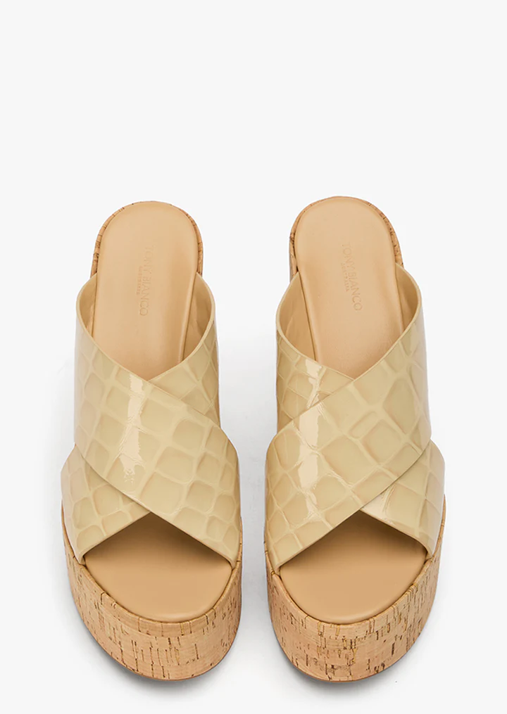 Vamore Beige Croc Patent