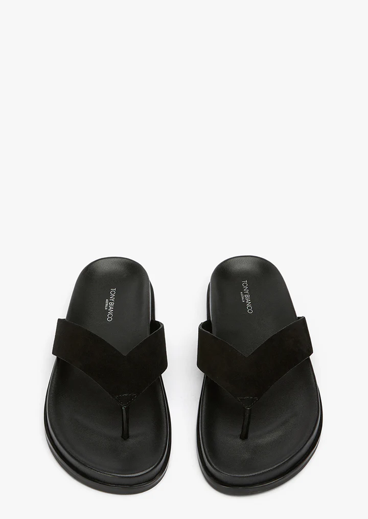 Loop Black Suede Sandals