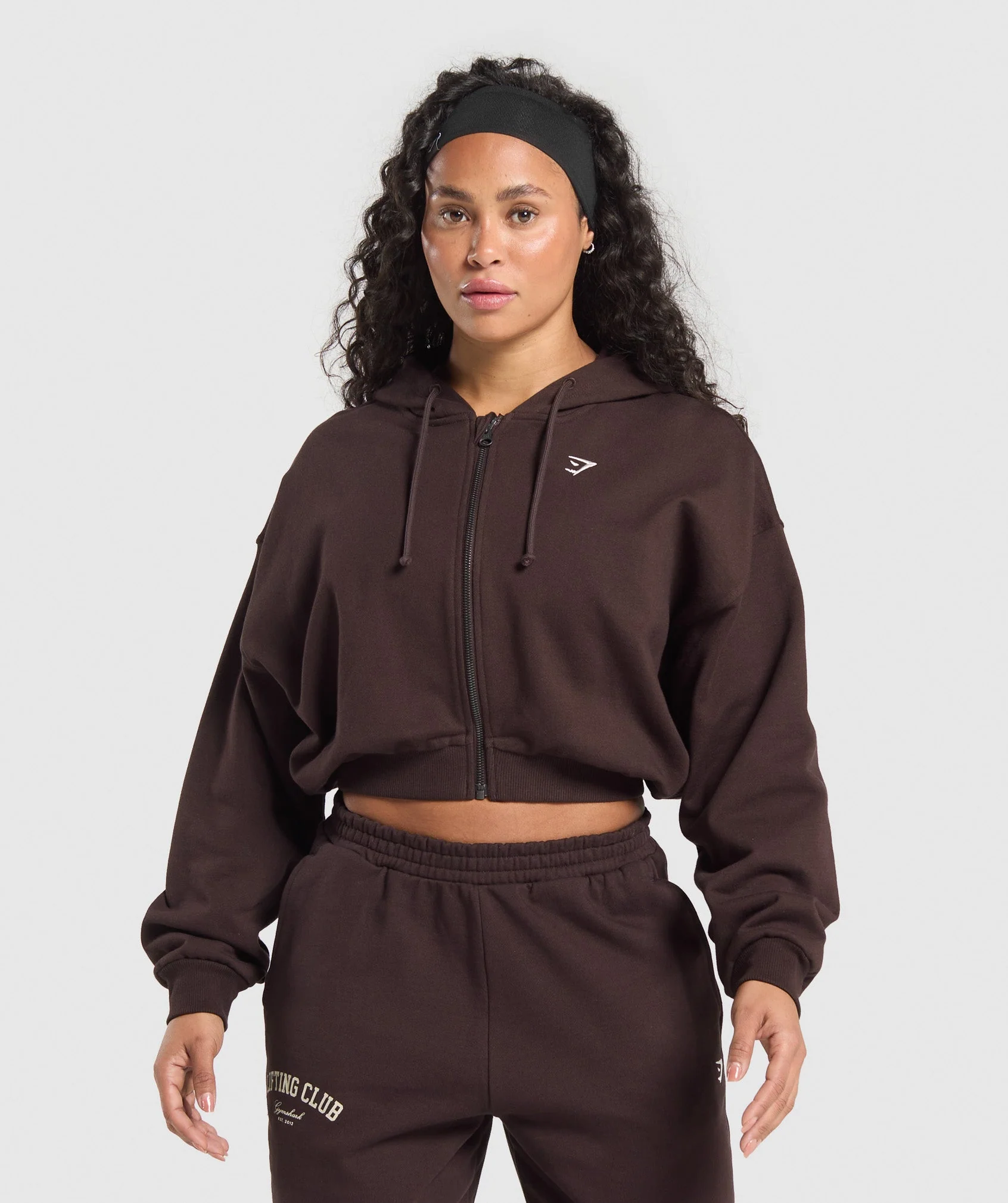 Lifting Club Cropped Zip Up Hoodie
