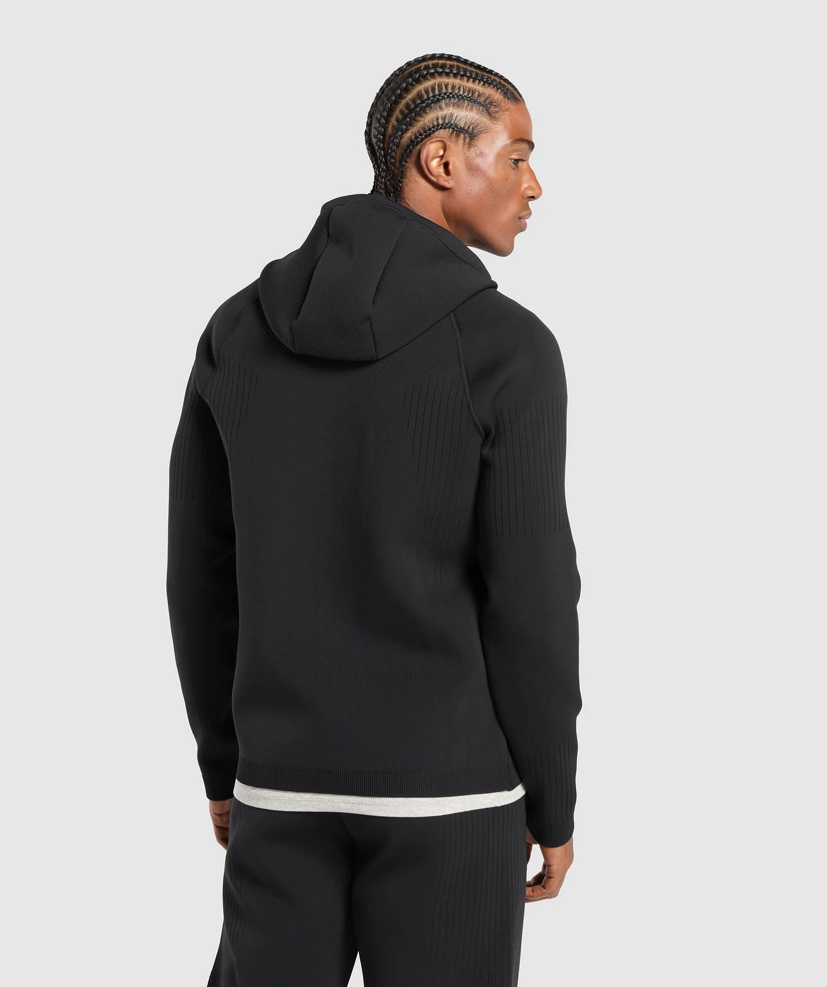 Flat Knit Zip Up Hoodie