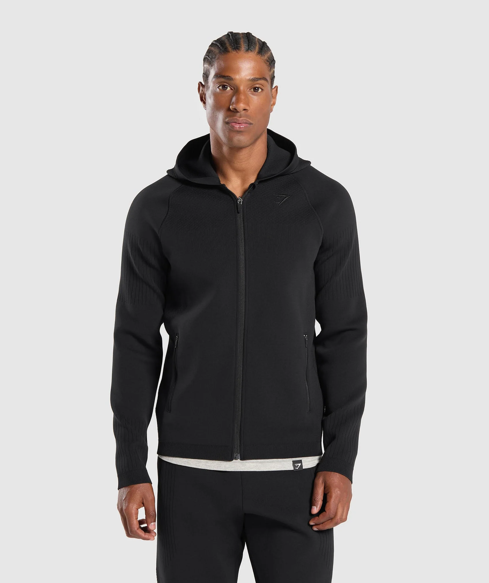 Flat Knit Zip Up Hoodie