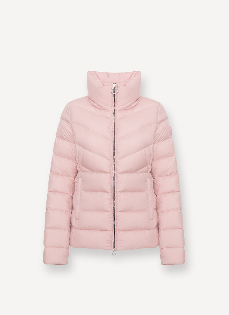 Mate fabric down jacket with high collar