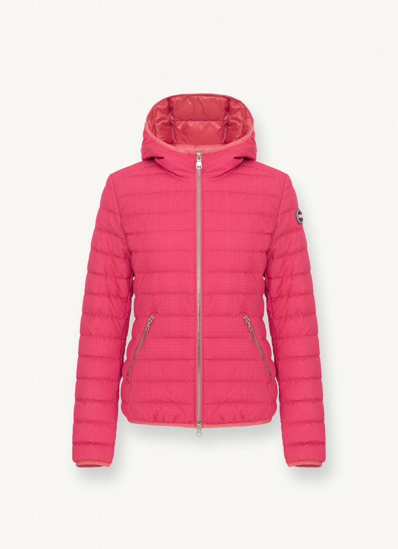 Vichy-print hooded jacket