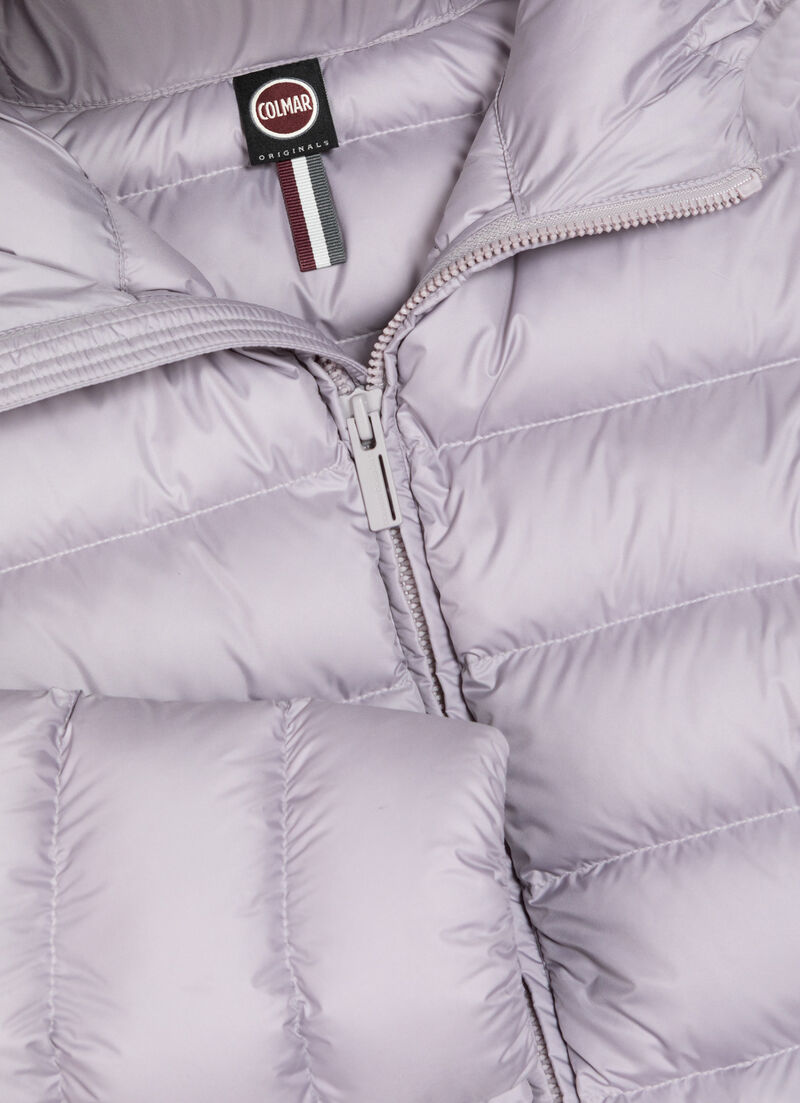 Hooded opaque down jacket