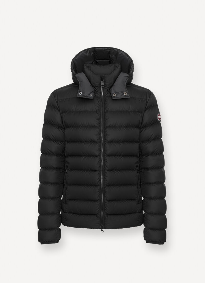 Sporty down jacket with detachable hood