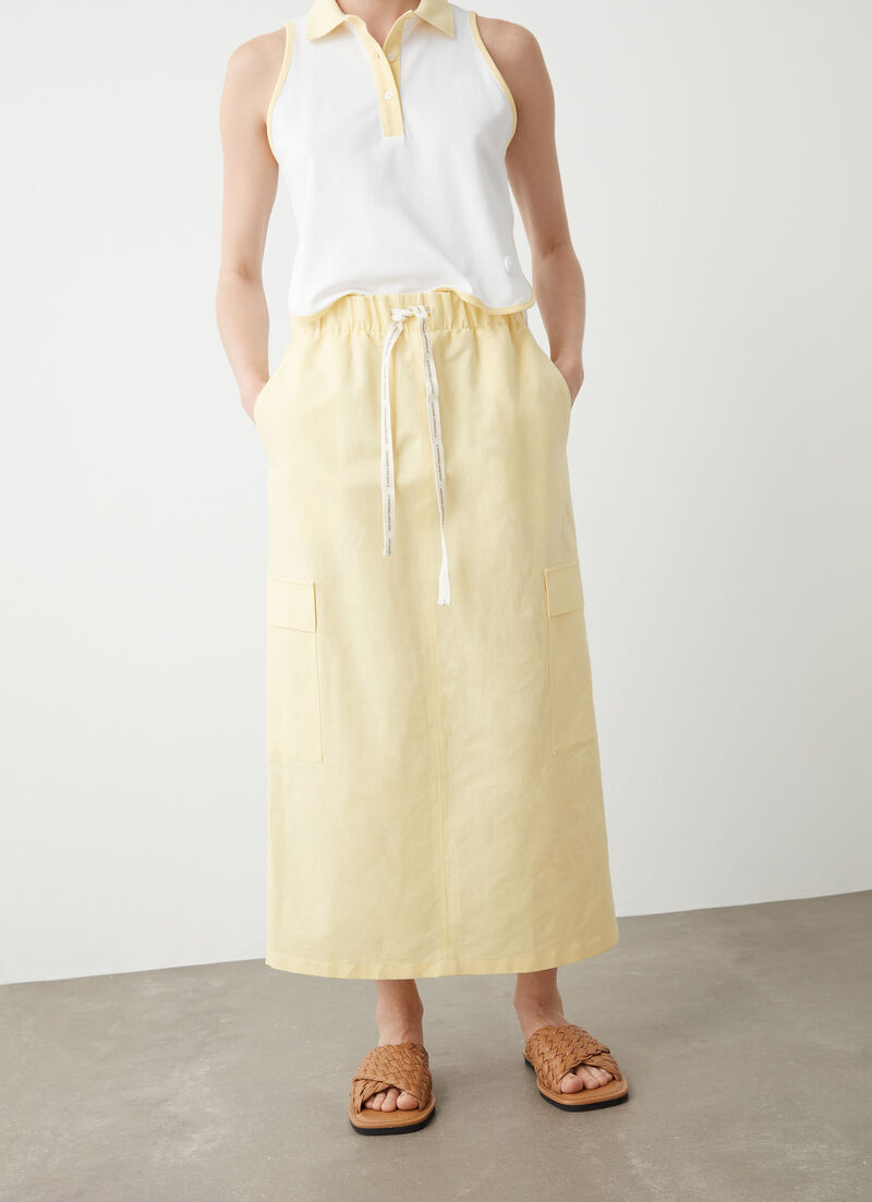 Linen cargo skirt