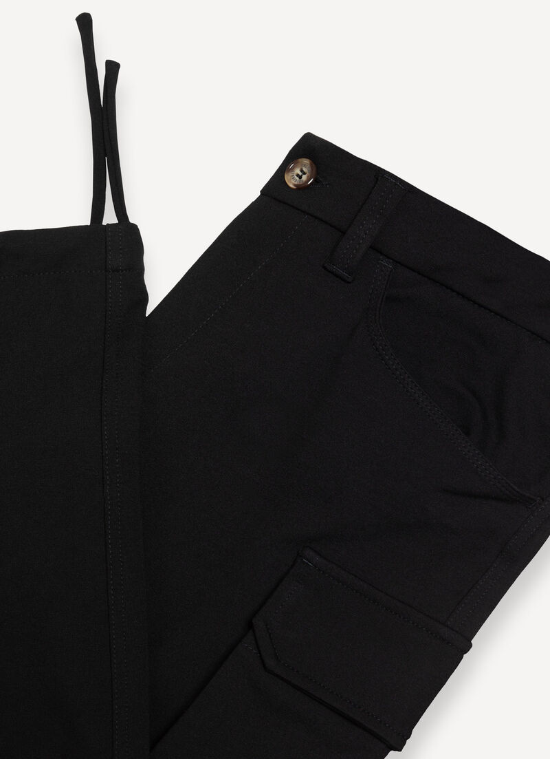 Interlock trousers with maxi pockets