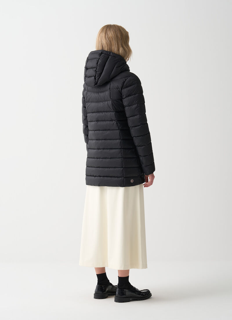 Hooded A-line down jacket