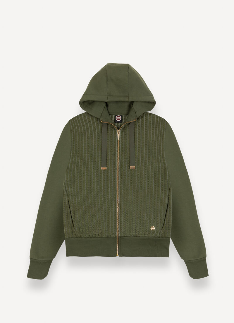 Cable-knit hooded sweatshirt