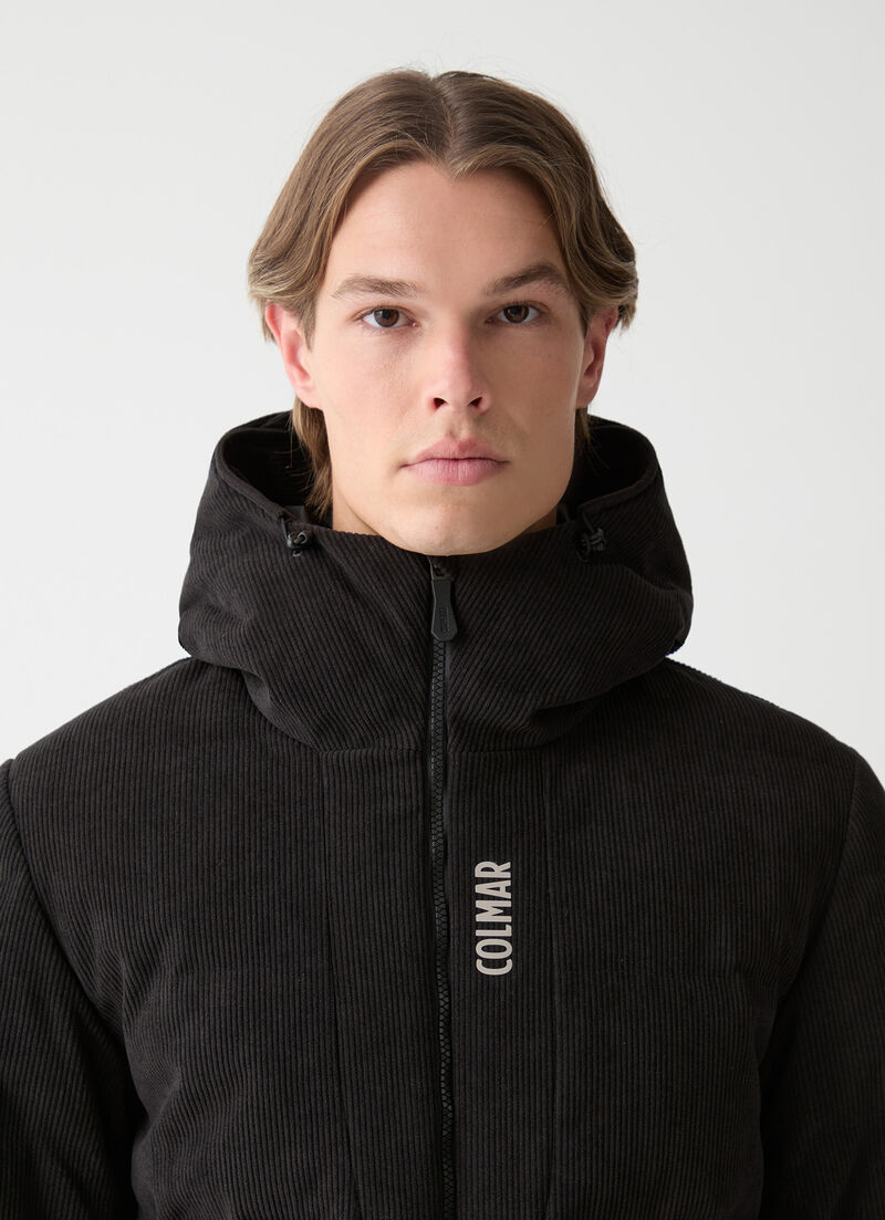Extra-warm corduroy down ski jacket