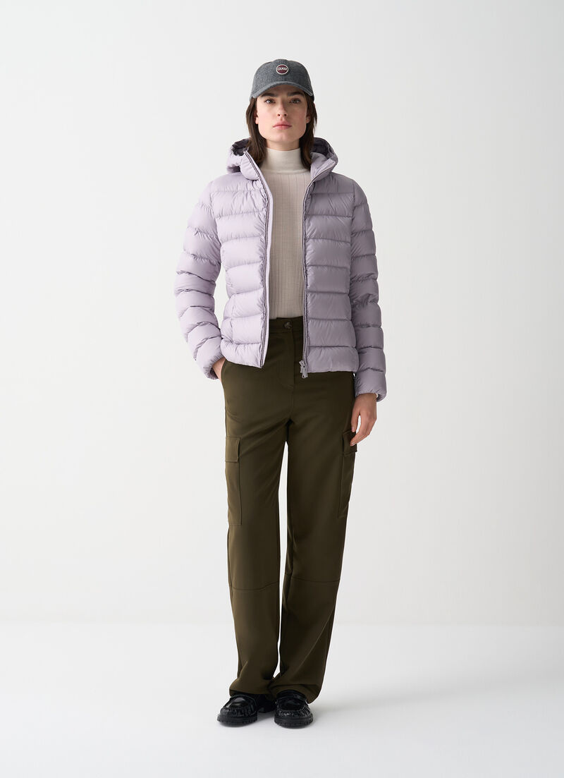 Hooded opaque down jacket