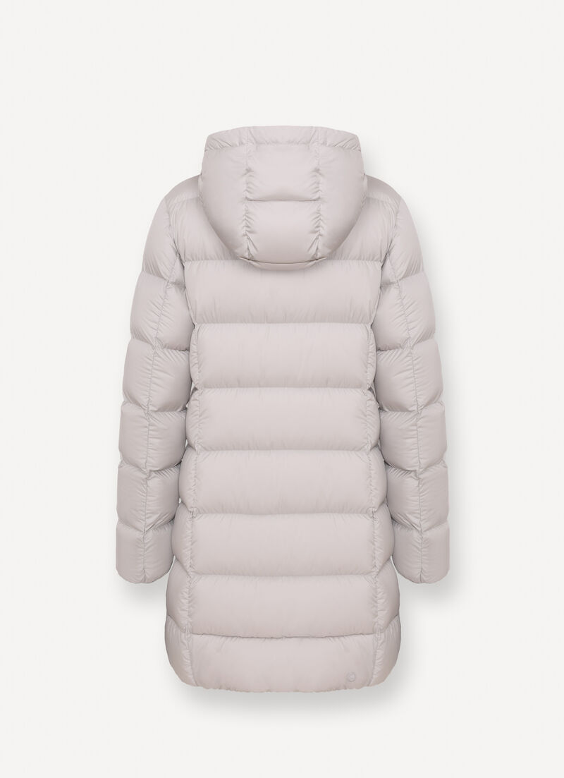 Long matte down jacket with hood