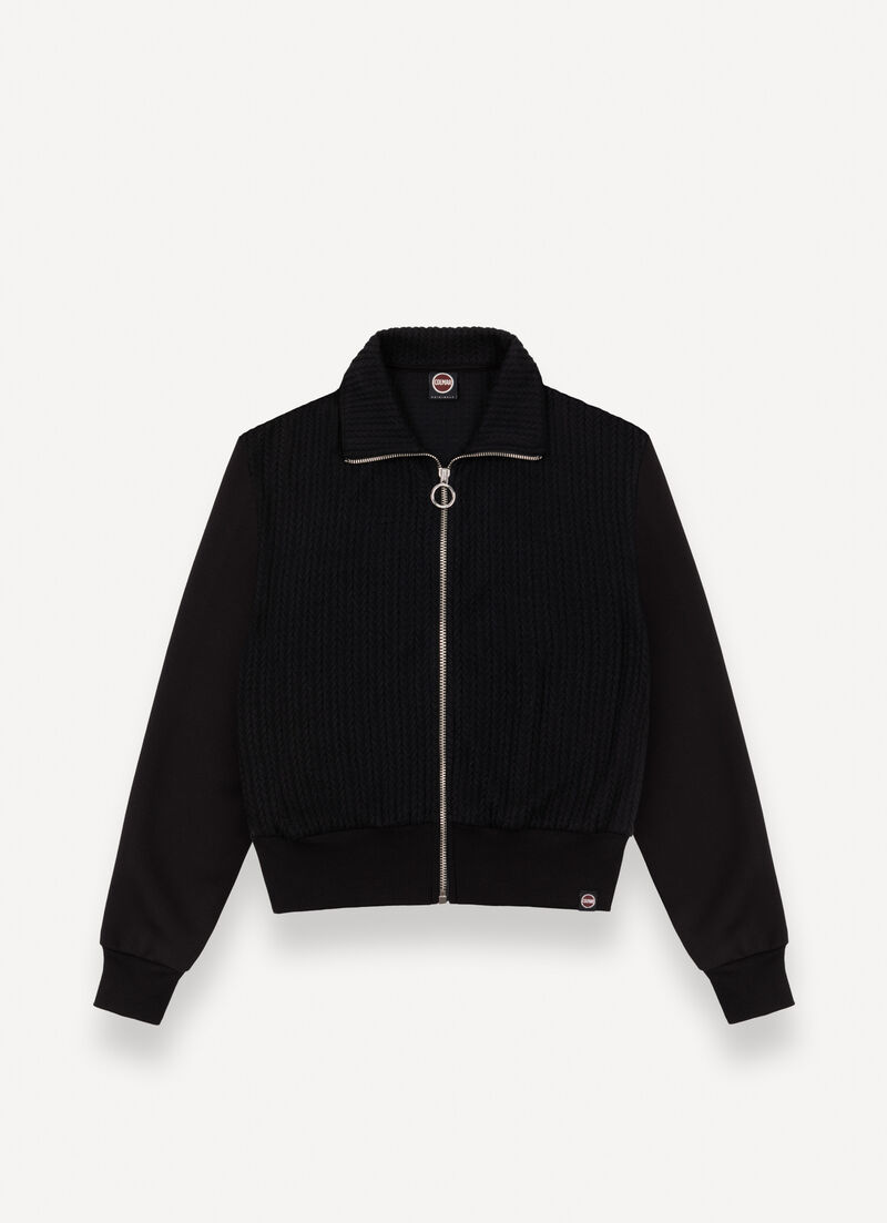 Cable-knit zip-up sweatshirt