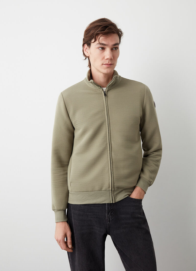Ribbed ottoman sweatshirt with zip