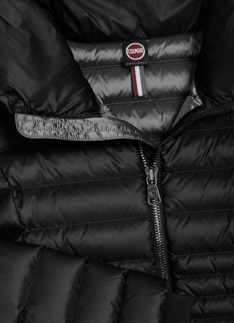 Fitted down jacket with knit cuffs