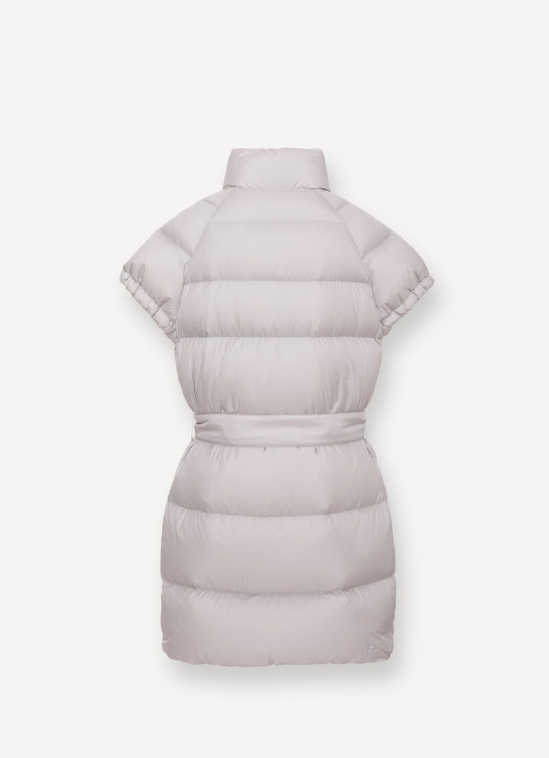 Short sleeve down jacket with belt