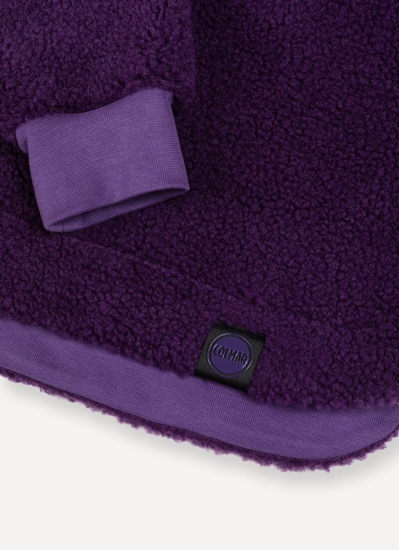 Asymmetrical teddy maxi-sweatshirt