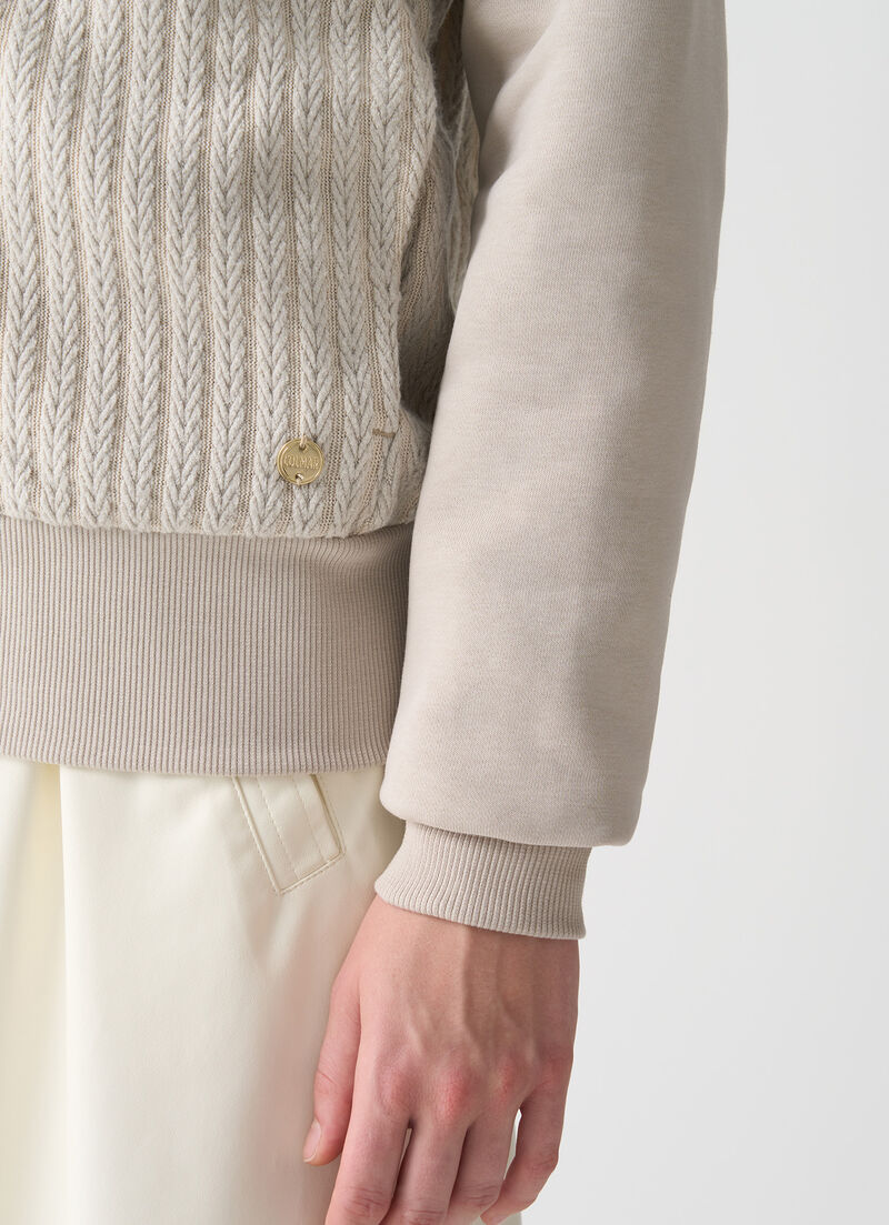 Cable-knit hooded sweatshirt