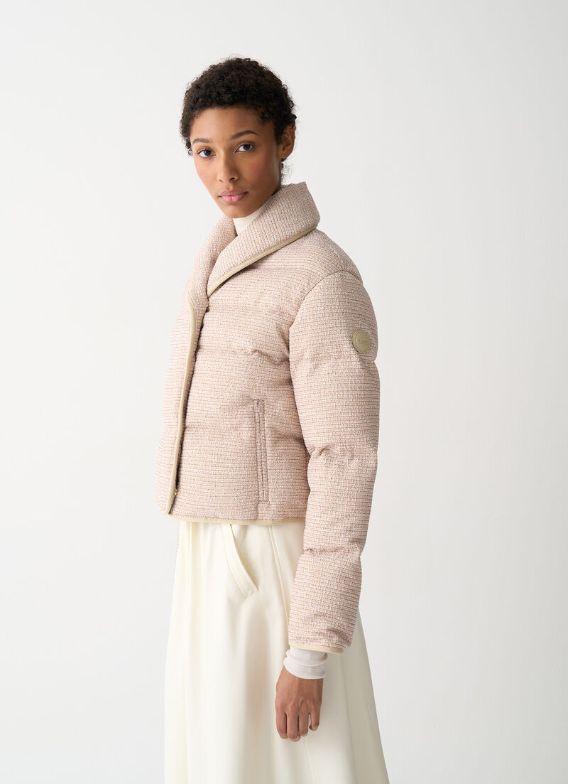 Cropped down jacket with bouclé effect