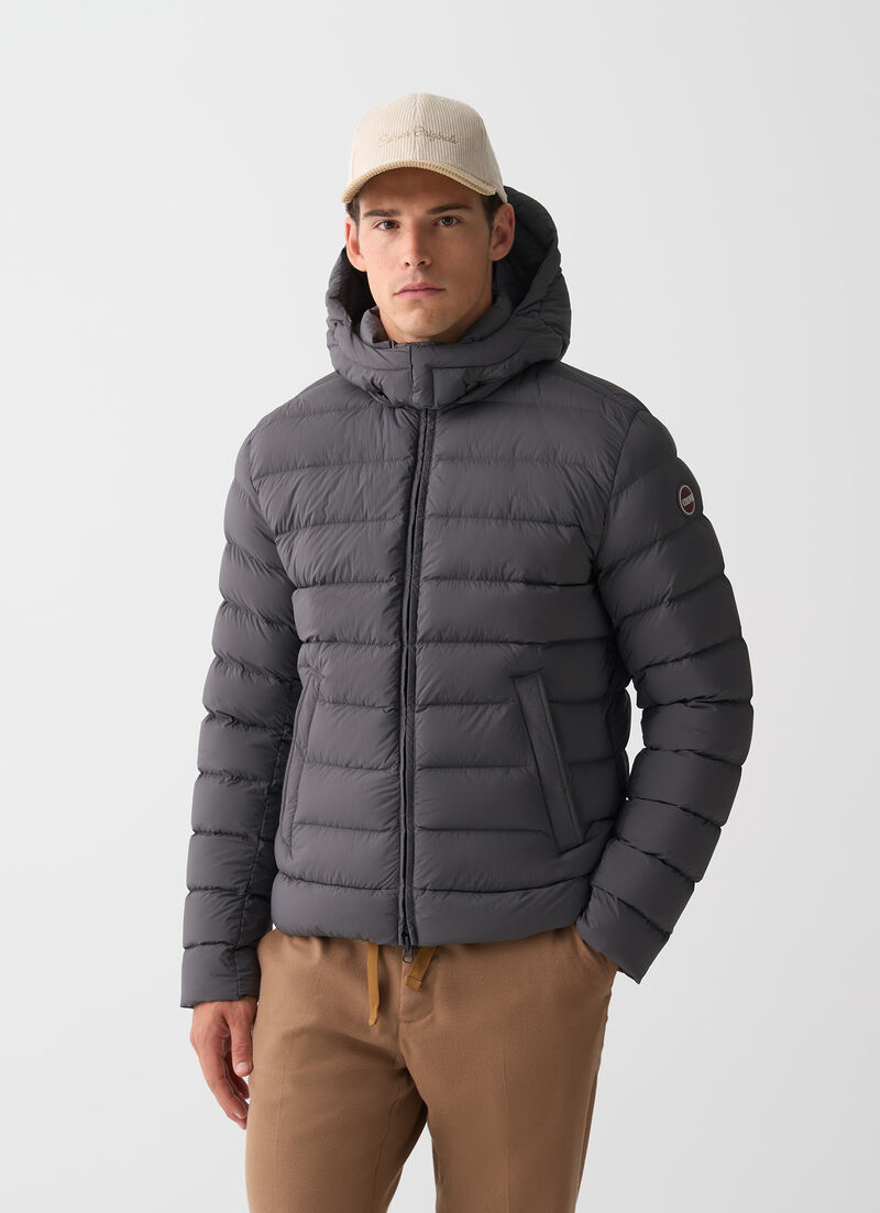Down jacket with detachable hood