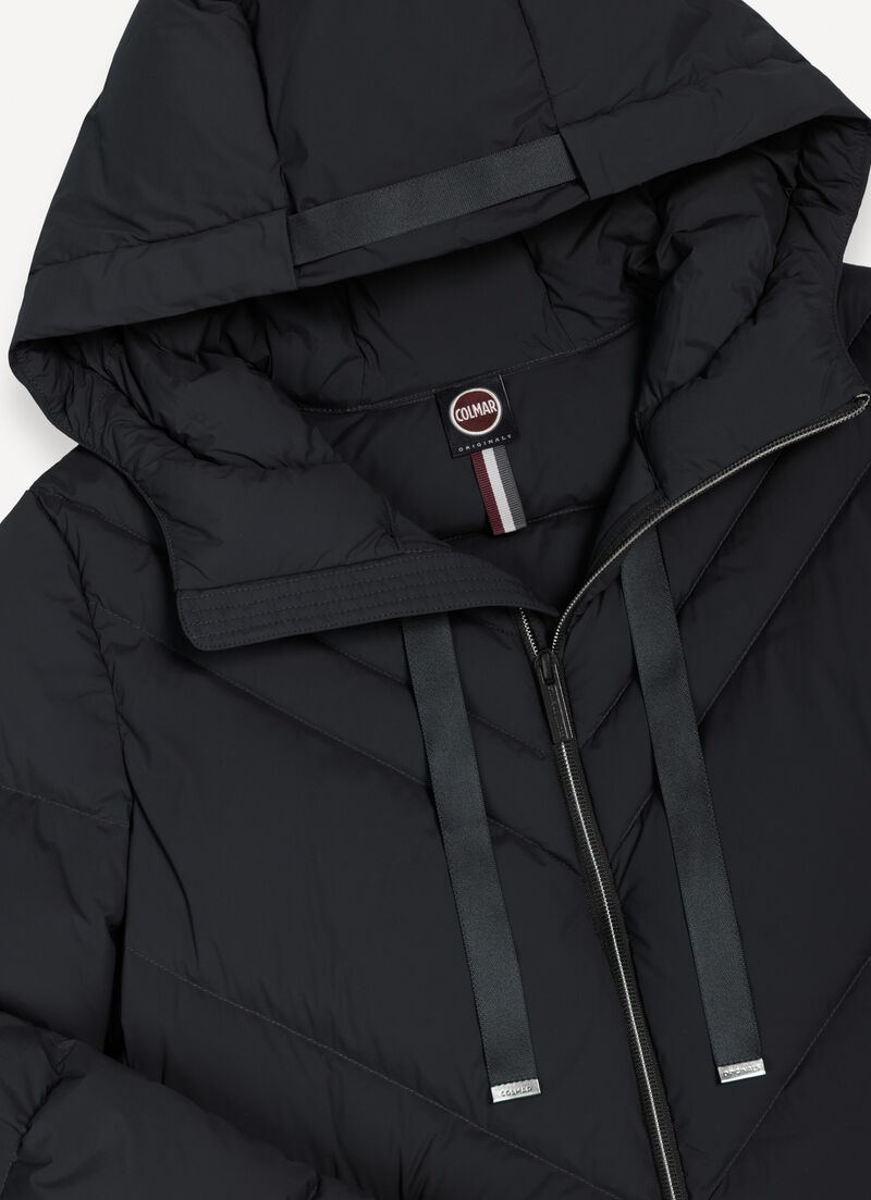 Stretch down jacket with drawstring