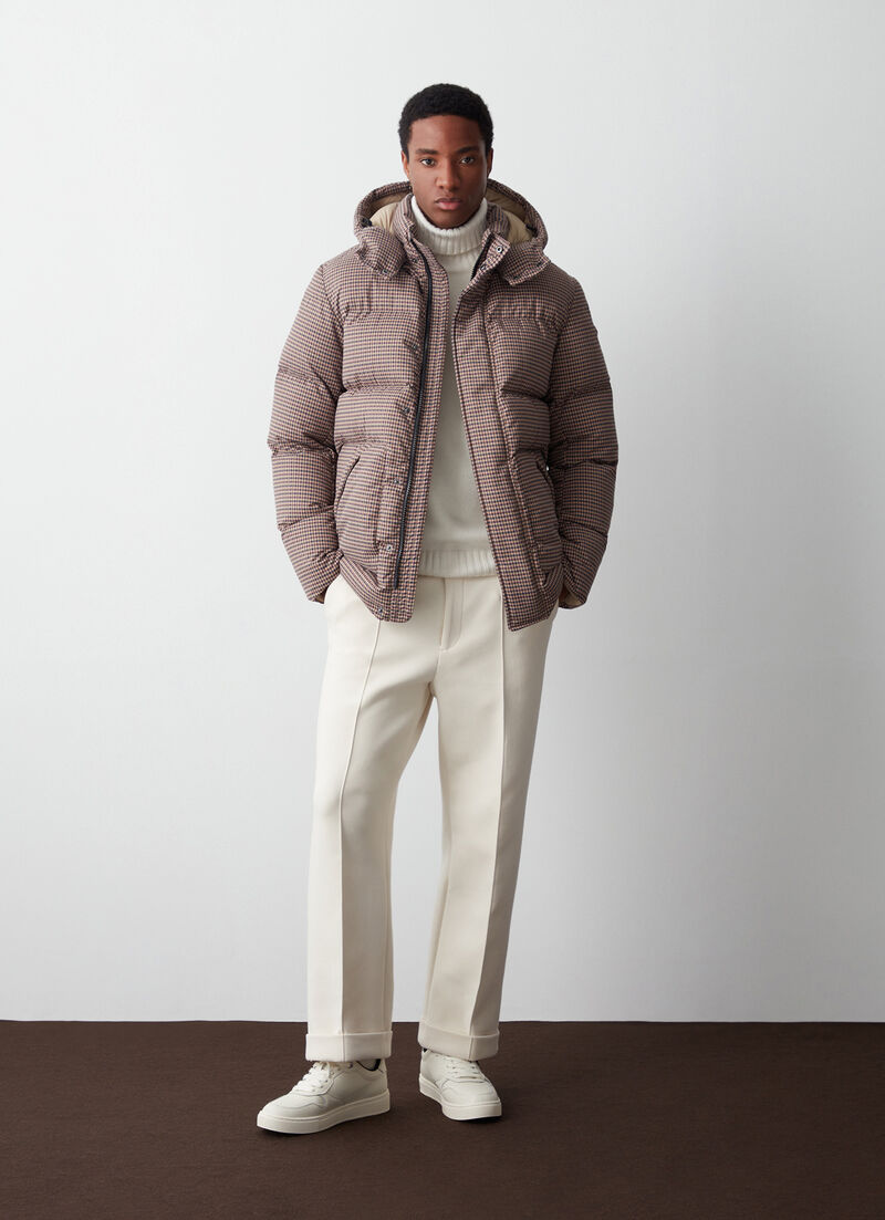 Down jacket with wool-effect print