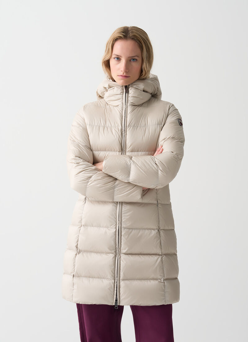 Long down jacket with hood
