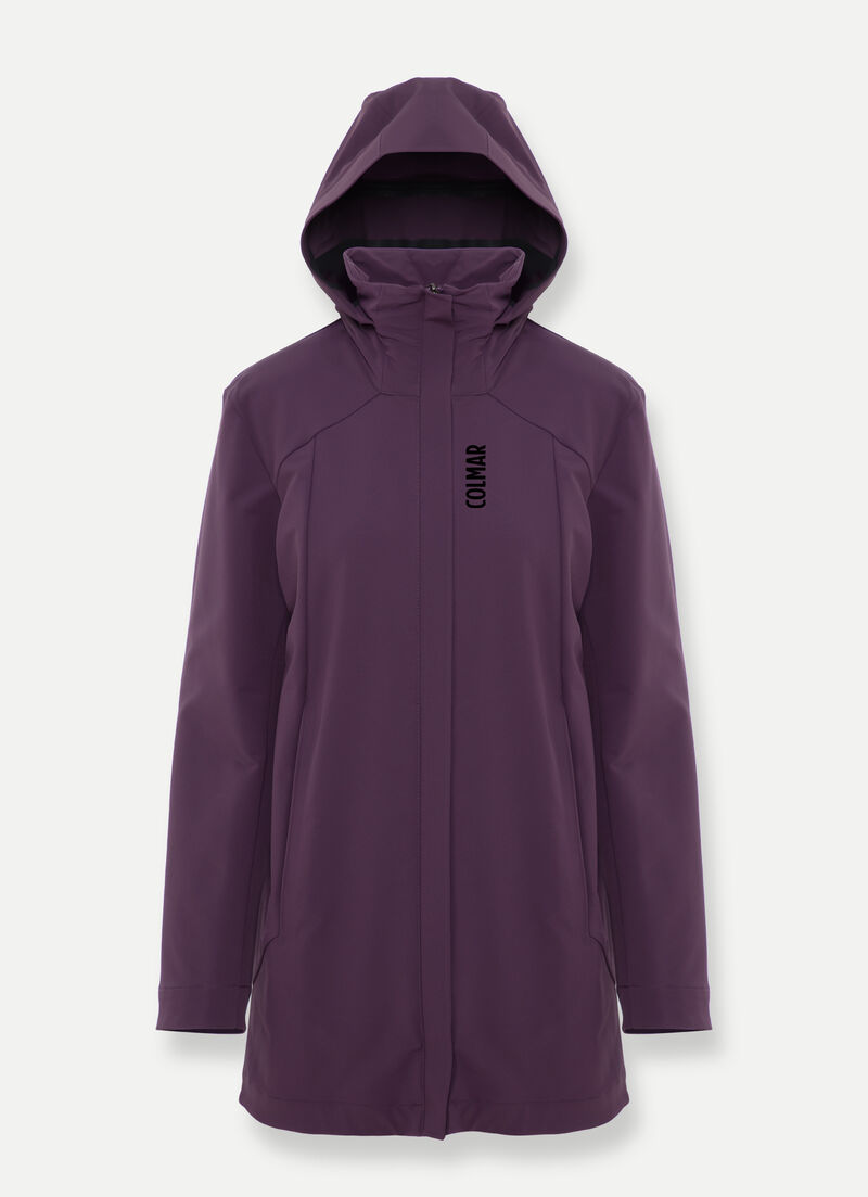 Mid-length jacket in stretch fabric