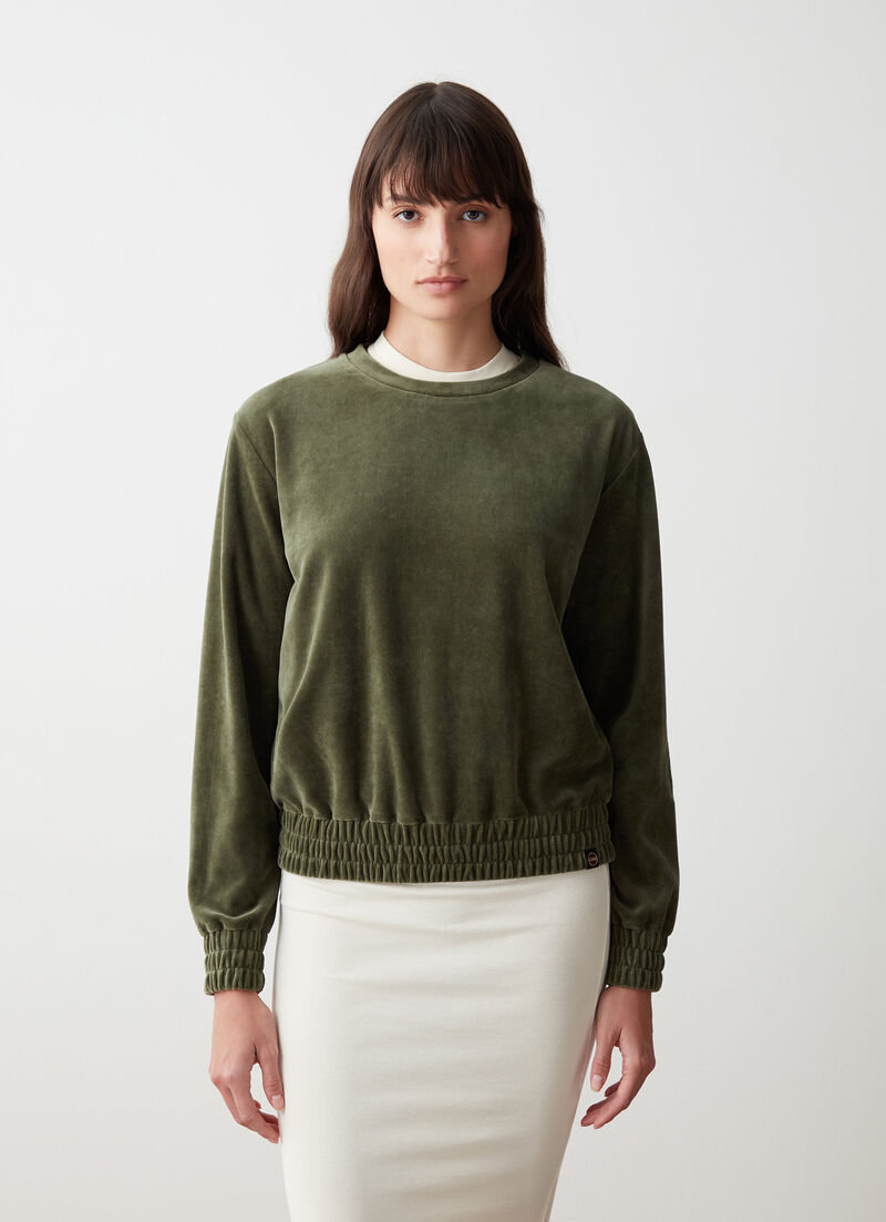 Velvet sweatshirt with stretch band