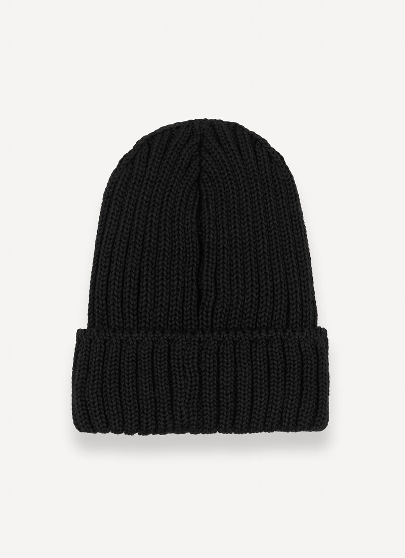 Unisex rib-knit hat with turn-up