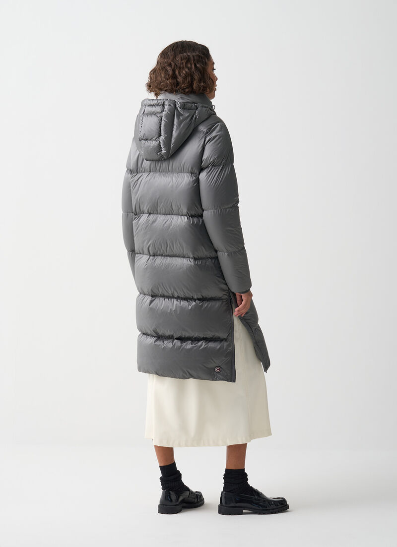 Long down jacket with side slits
