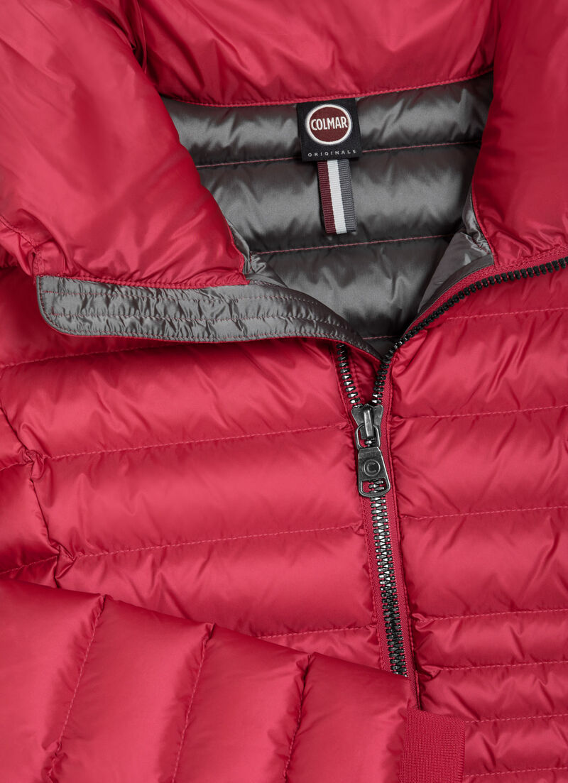 Fitted down jacket with knit cuffs