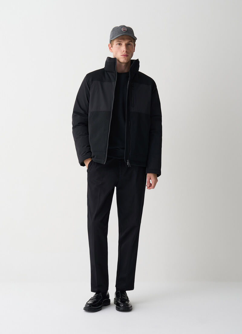 Bi-material down jacket