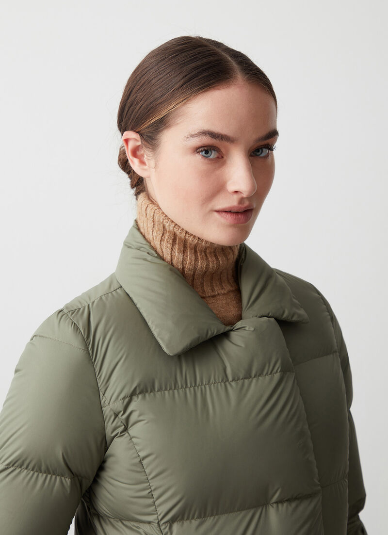 Matte-fabric maxi-down jacket