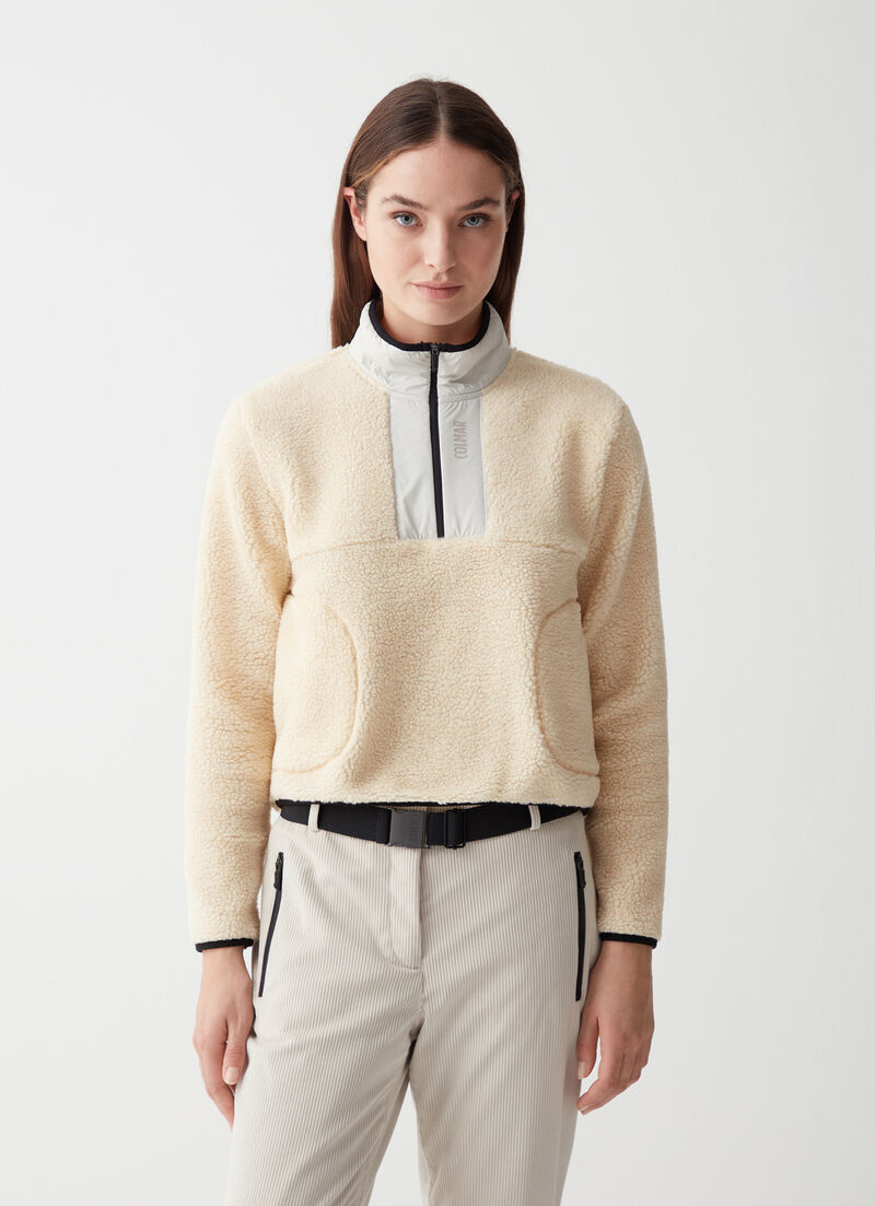 Sherpa-style knit sweatshirt
